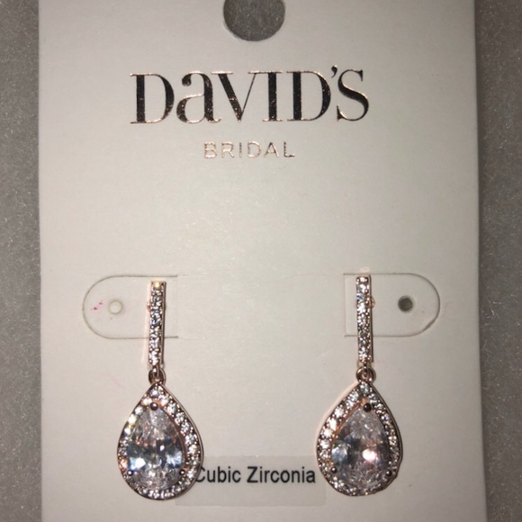 David’s Bridal Rose Gold Cubic Zirconia Earrings - Picture 4 of 5